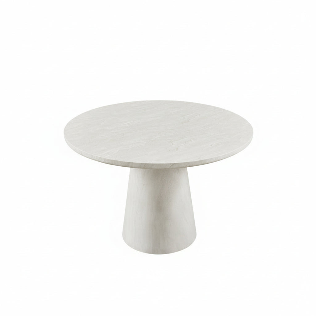 Round Dining Table in Concrete & Travertine Finish