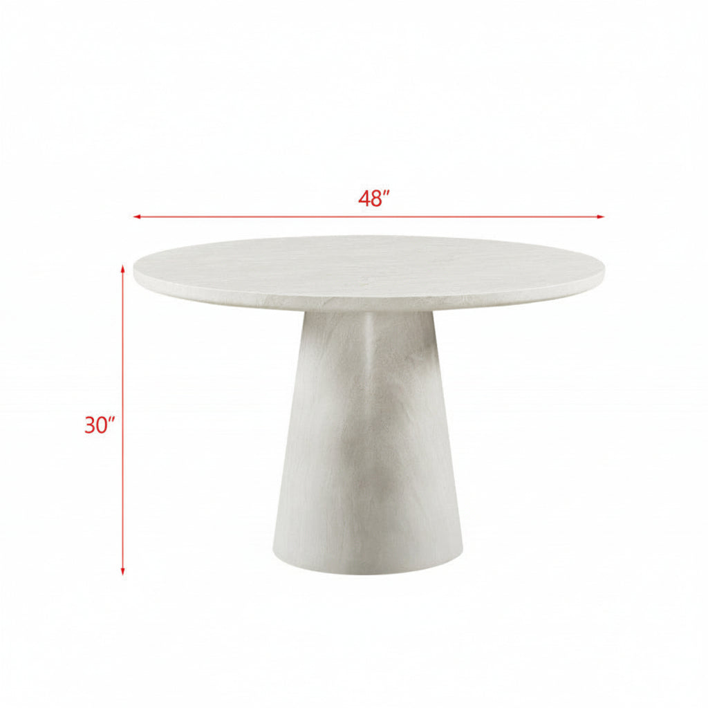 Round Dining Table in Concrete & Travertine Finish