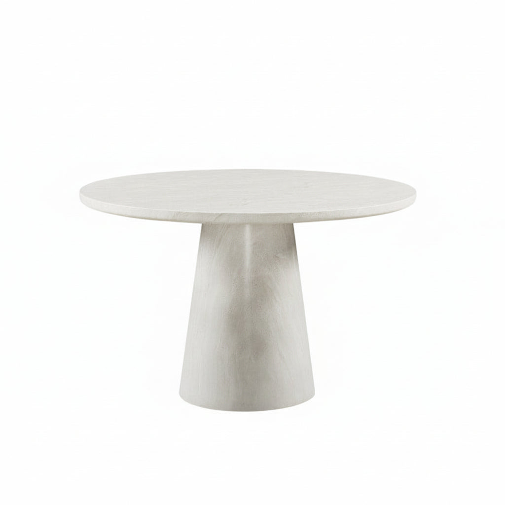Round Dining Table in Concrete & Travertine Finish