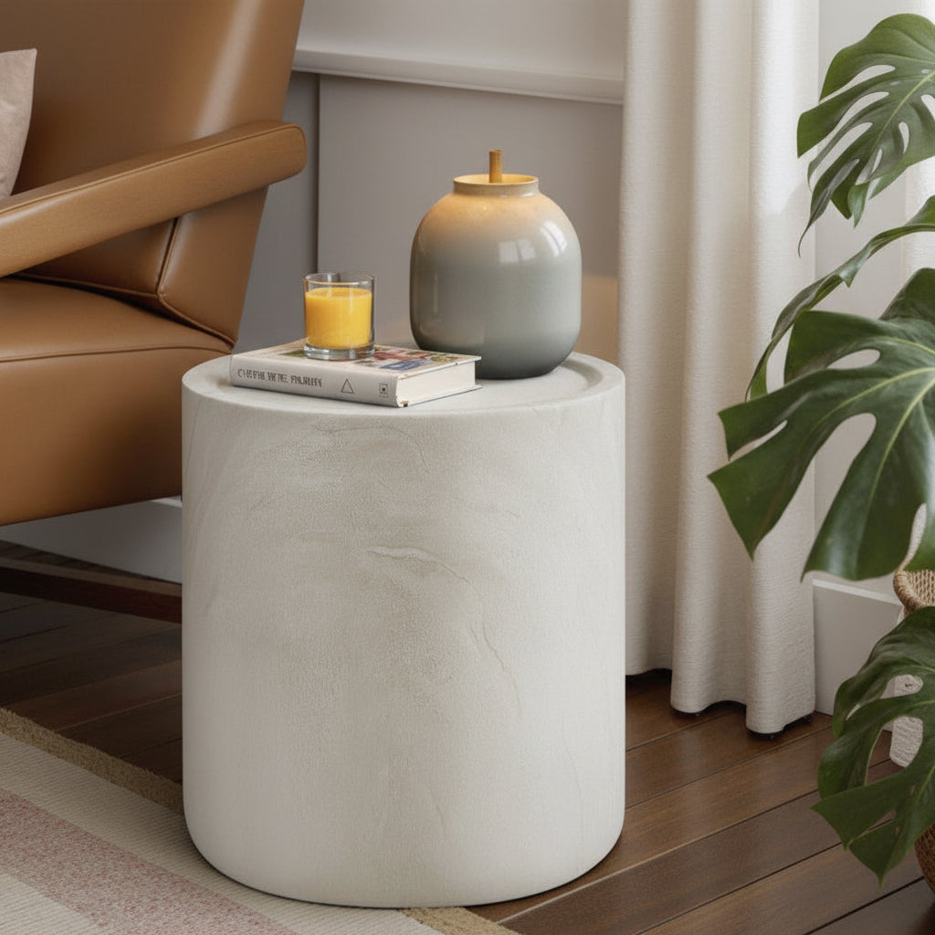 Modern Round Concrete End Table