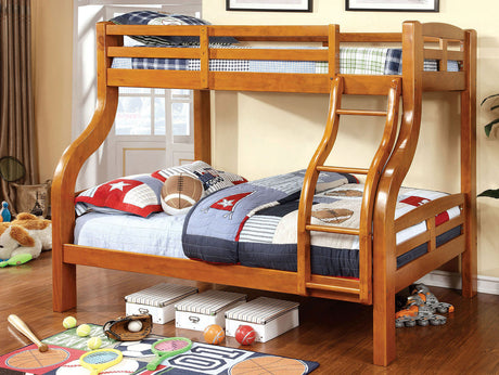 Solpine Twin over Full Bunk Bed - Curved Solid Wood Design with Attached Ladder in Oak, Espresso or Gray - 05ab8c16831a65fb10e52622c52a0790a91fc9da_CM_BK618_Z_1