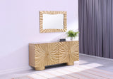 Front view of Cyrus 4-Door Buffet showing textured door panels and poly matte finish.