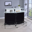 Keystone Curved Home Bar with Wine & Stemware Racks - Black & White Acrylic with Chrome Footrest – view 1