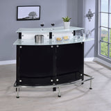 Keystone Curved Home Bar with Wine & Stemware Racks - Black & White Acrylic with Chrome Footrest – view 1