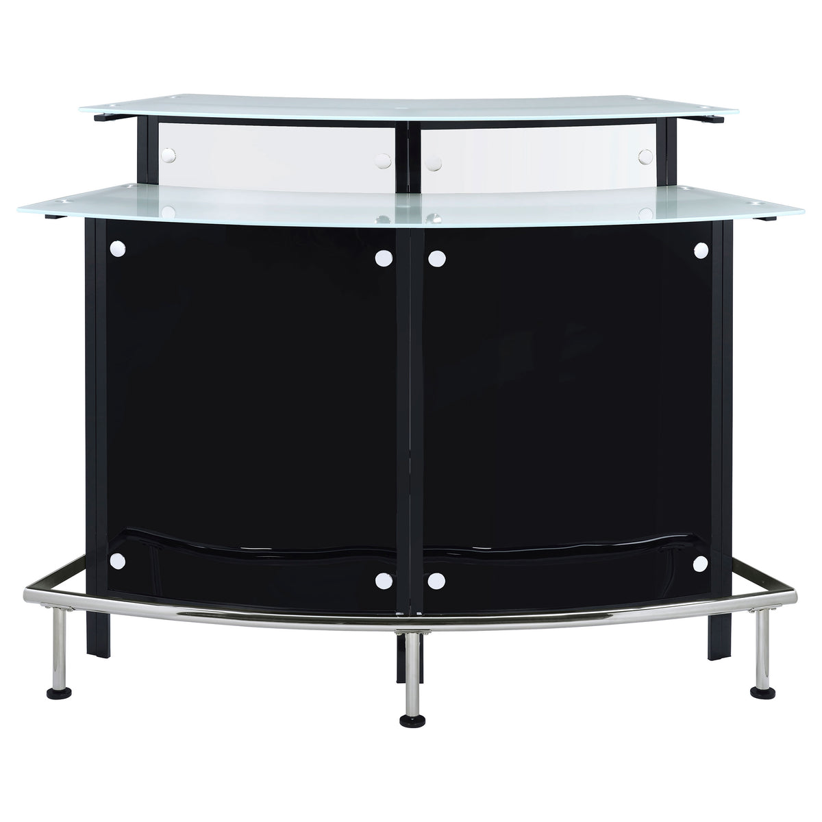 Keystone Curved Home Bar with Wine & Stemware Racks - Black & White Acrylic with Chrome Footrest – view 4