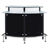 Keystone Curved Home Bar with Wine & Stemware Racks - Black & White Acrylic with Chrome Footrest – view 4