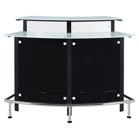 Keystone Curved Home Bar with Wine & Stemware Racks - Black & White Acrylic with Chrome Footrest – view 4
