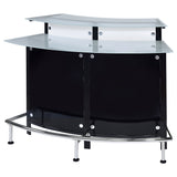 Keystone Curved Home Bar with Wine & Stemware Racks - Black & White Acrylic with Chrome Footrest – view 5