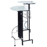 Keystone Curved Home Bar with Wine & Stemware Racks - Black & White Acrylic with Chrome Footrest – view 6