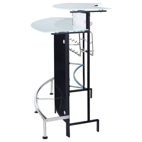 Keystone Curved Home Bar with Wine & Stemware Racks - Black & White Acrylic with Chrome Footrest – view 6