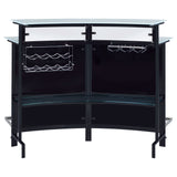 Keystone Curved Home Bar with Wine & Stemware Racks - Black & White Acrylic with Chrome Footrest – view 7