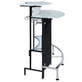 Keystone Curved Home Bar with Wine & Stemware Racks - Black & White Acrylic with Chrome Footrest – view 8