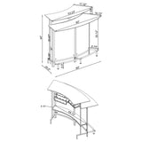 Keystone Curved Home Bar with Wine & Stemware Racks - Black & White Acrylic with Chrome Footrest – view 9
