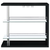 Prescott Home Bar Wine Table - Black High Gloss with Glass Shelves, Stemware Holder & Chrome Accents – view 4