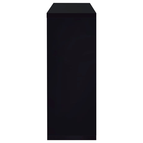 Prescott Home Bar Wine Table - Black High Gloss with Glass Shelves, Stemware Holder & Chrome Accents – view 5
