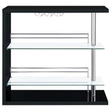 Prescott Home Bar Wine Table - Black High Gloss with Glass Shelves, Stemware Holder & Chrome Accents – view 6