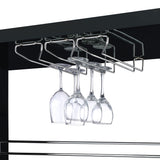 Prescott Home Bar Wine Table - Black High Gloss with Glass Shelves, Stemware Holder & Chrome Accents – view 7