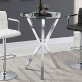 Denali 35" Round Glass Top Bar Table - X-Base in Polished Chrome – view 1