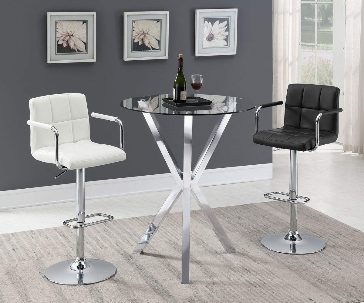 Denali 35" Round Glass Top Bar Table - X-Base in Polished Chrome – view 4