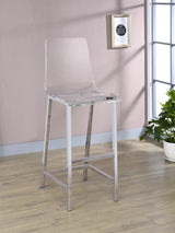 Juelia Clear Acrylic Adjustable Bar Chairs, Set of 2 - Chrome Base with Back & Footrest – view 1