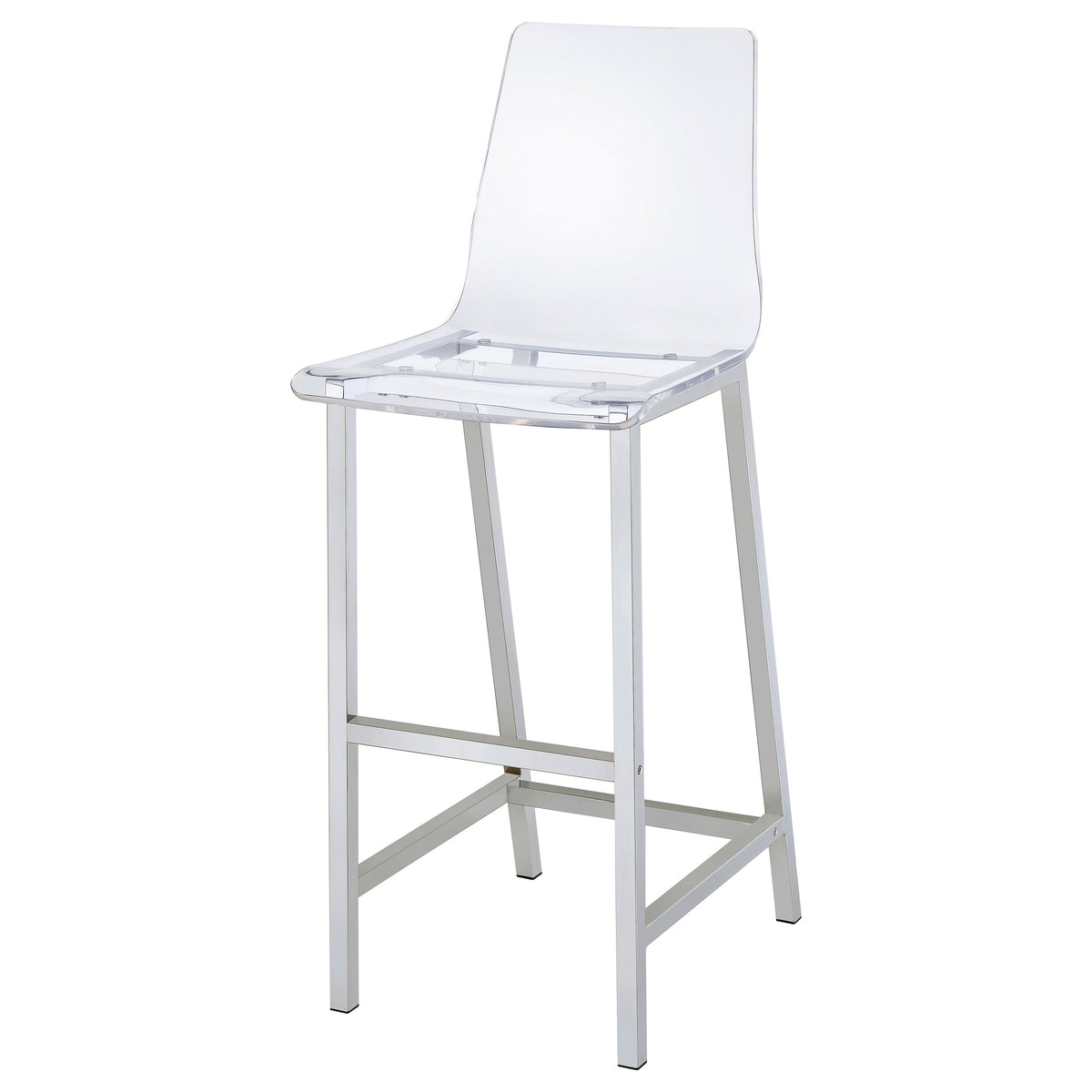 Juelia Clear Acrylic Adjustable Bar Chairs, Set of 2 - Chrome Base with Back & Footrest – view 5