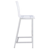 Juelia Clear Acrylic Adjustable Bar Chairs, Set of 2 - Chrome Base with Back & Footrest – view 10