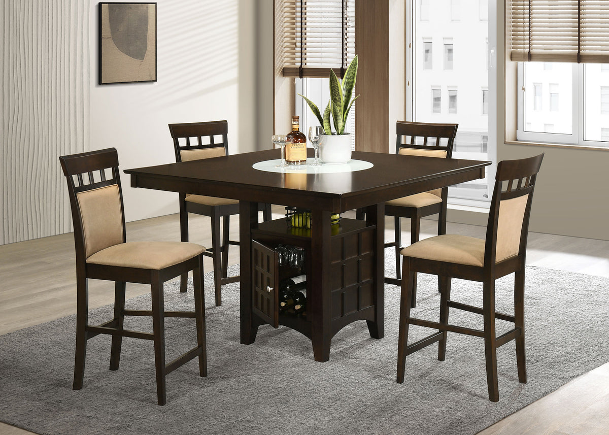 Gabriel Square Counter Height Dining Table & Sets - 5pcs- Table + 4 Upholstered-Back Chairs