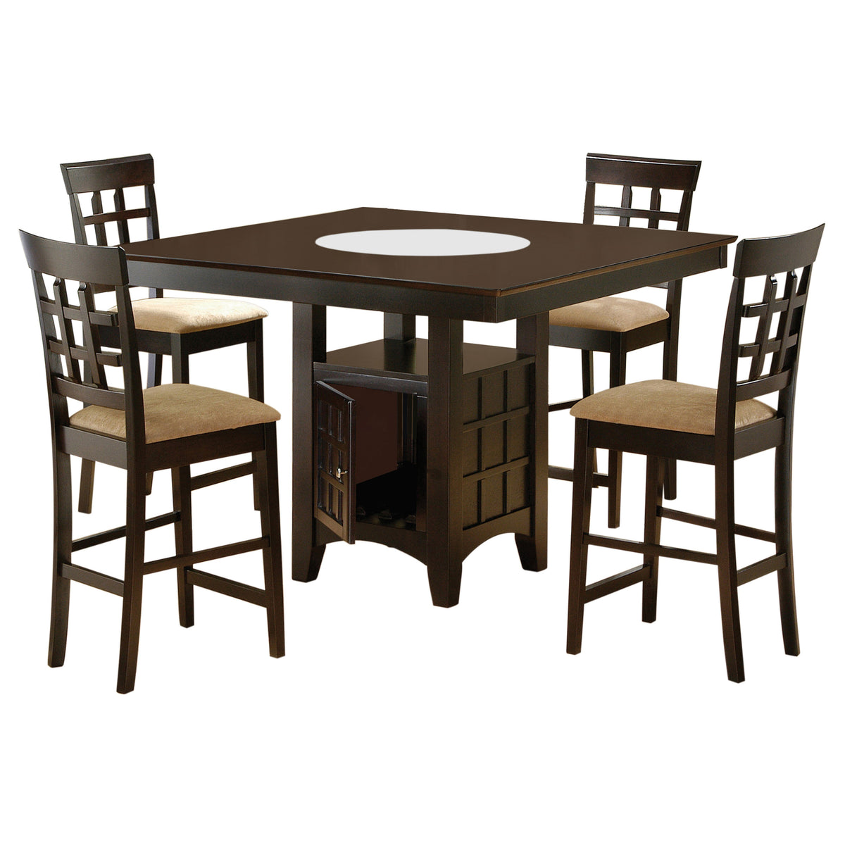 Gabriel Square Counter Height Dining Table & Sets - Lazy Susan & Wine Storage in Cappuccino – view 19