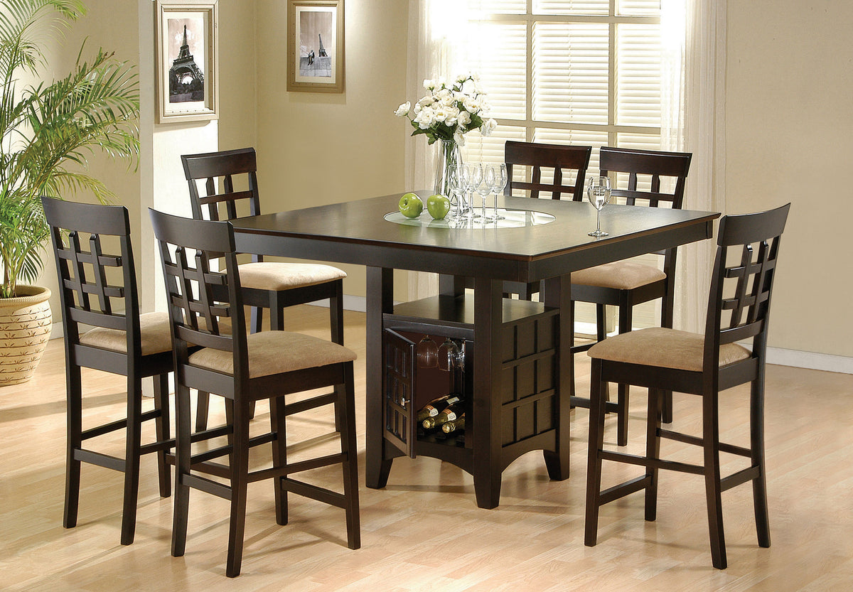 Gabriel Square Counter Height Dining Table & Sets - 7pcs- Table + 6 Lattice-Back Chairs
