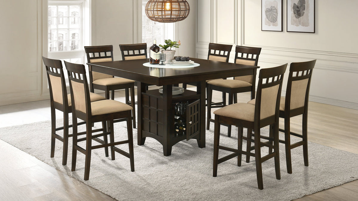 Gabriel Square Counter Height Dining Table & Sets - 9pcs- Table + 8 Upholstered-Back Chairs
