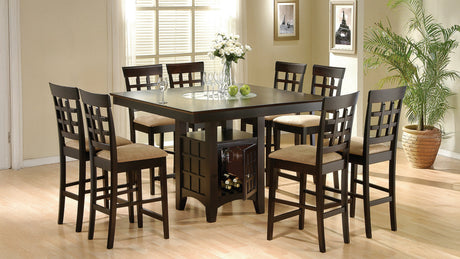 Gabriel Square Counter Height Dining Table & Sets - 9pcs- Table + 8 Lattice-Back Chairs