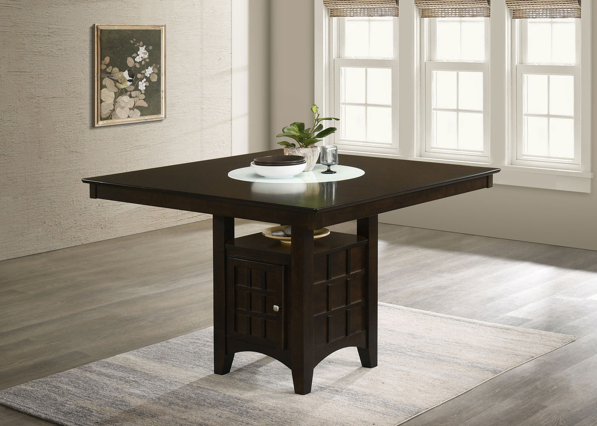 Gabriel Square Counter Height Dining Table & Sets - Lazy Susan & Wine Storage in Cappuccino – view 1