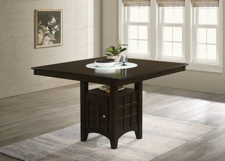 Gabriel Square Counter Height Dining Table & Sets - Lazy Susan & Wine Storage in Cappuccino – view 1