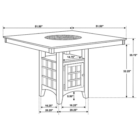 Gabriel Square Counter Height Dining Table & Sets - Lazy Susan & Wine Storage in Cappuccino – view 17
