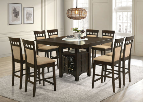 Gabriel Square Counter Height Dining Table & Sets - Lazy Susan & Wine Storage in Cappuccino – view 18