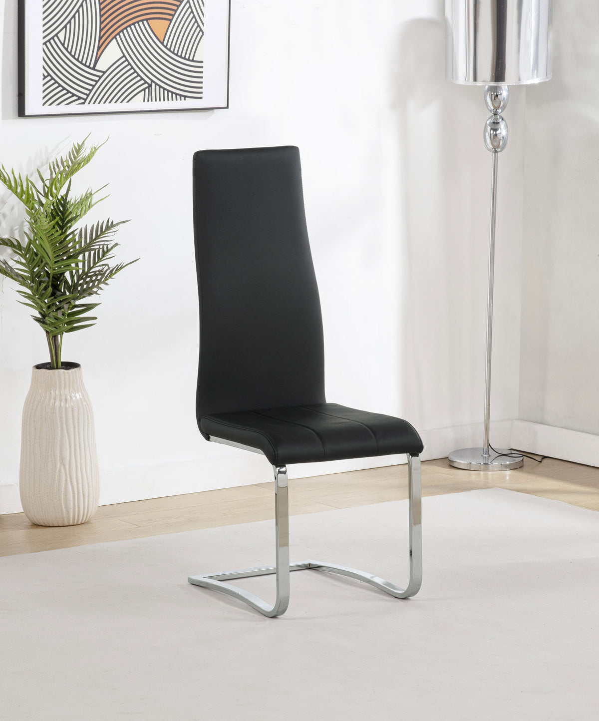 Montclair Cantilever Dining Chairs (Set of 4) - Leatherette with Chrome Base in Black or White – view 1