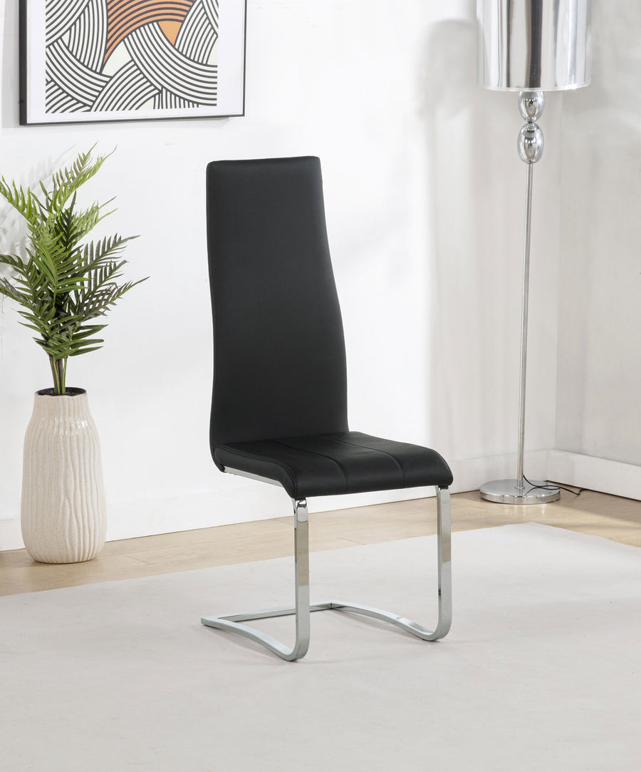 Montclair Cantilever Dining Chairs (Set of 4) - Leatherette with Chrome Base in Black or White