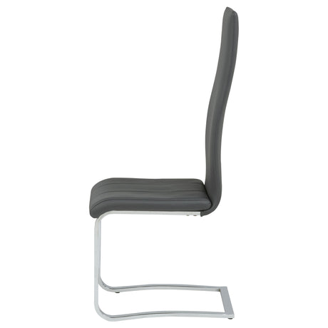 Montclair Cantilever Dining Chairs - Grey Leatherette & Chrome, Set of 4 – view 5