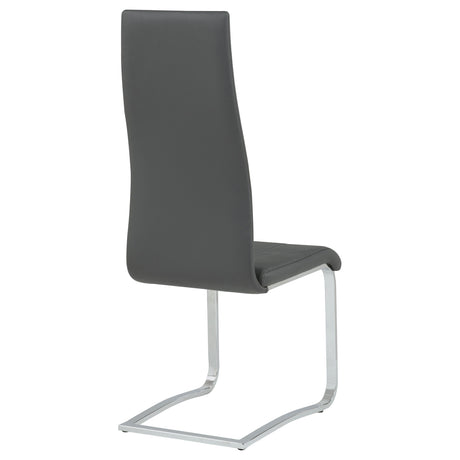 Montclair Cantilever Dining Chairs - Grey Leatherette & Chrome, Set of 4 – view 9