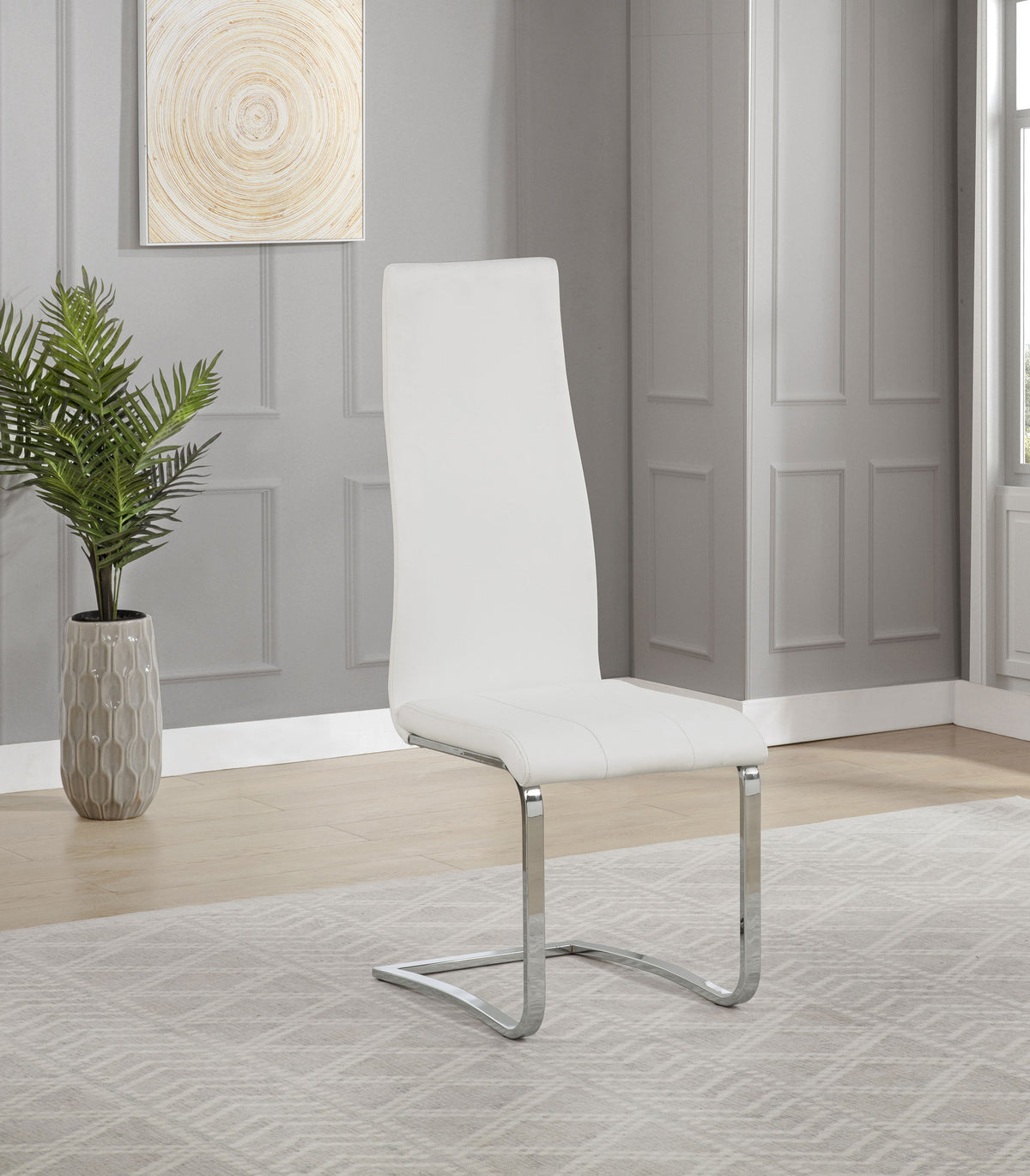 Montclair Cantilever Dining Chairs (Set of 4) - Leatherette with Chrome Base in Black or White – view 2