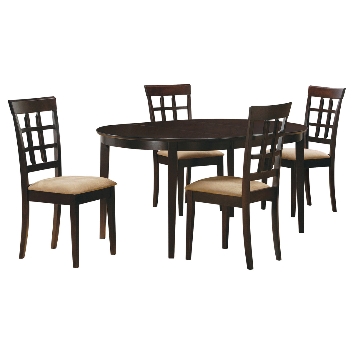 Gabriel Oval Extension Dining Table & Sets - Transitional Cappuccino with Upholstered Side Chairs – view 13