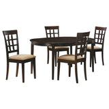 Gabriel Oval Extension Dining Table & Sets - Transitional Cappuccino with Upholstered Side Chairs – view 13