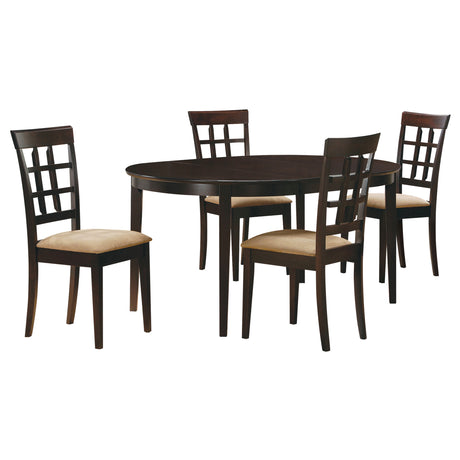 Gabriel Oval Extension Dining Table & Sets - Transitional Cappuccino with Upholstered Side Chairs – view 13