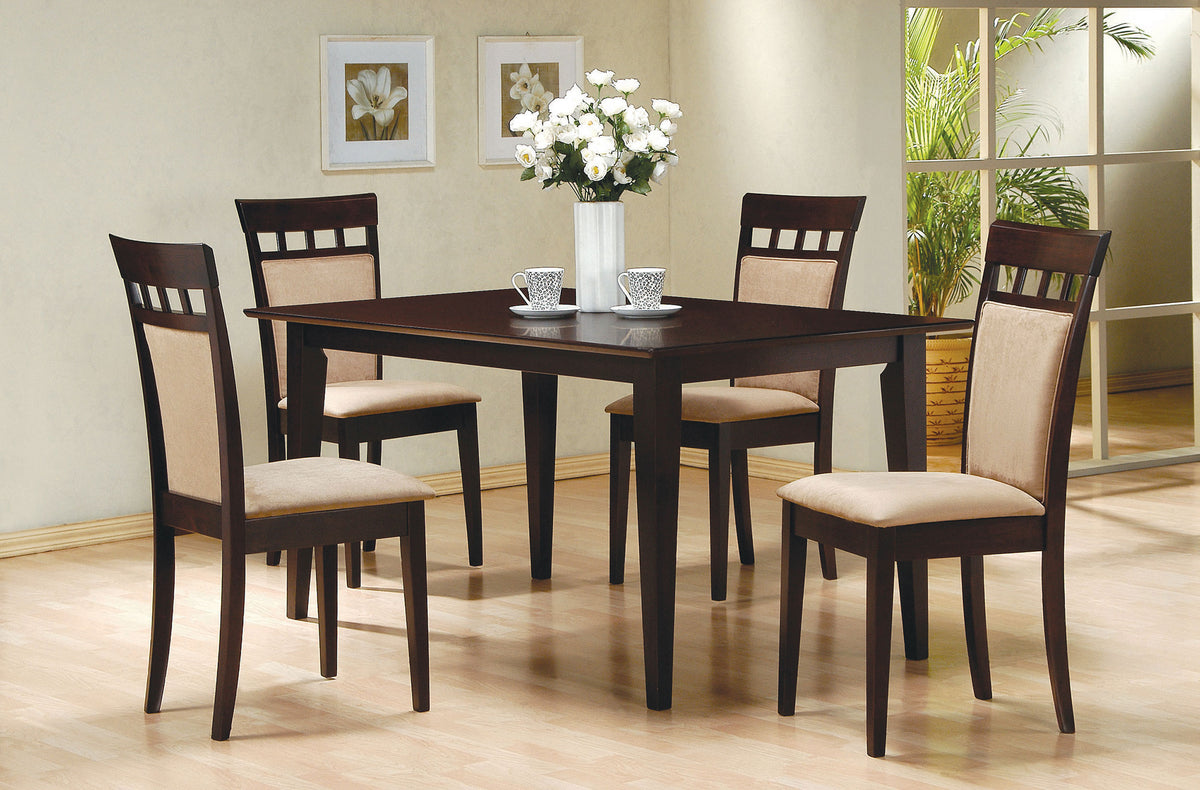 Gabriel 59" Rectangular Dining Table & Sets - Transitional Cappuccino with Lattice or Upholstered-Back Chairs – view 14
