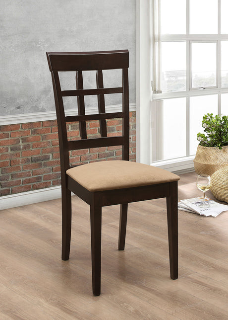 Gabriel 59" Rectangular Dining Table & Sets - Transitional Cappuccino with Lattice or Upholstered-Back Chairs - lifestyle