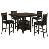 Jaden 47" Square Counter Height Dining Table & Set - Espresso with Wine Storage Base & Leatherette Chairs – view 19