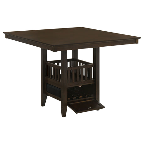 Jaden 47" Square Counter Height Dining Table & Set - Espresso with Wine Storage Base & Leatherette Chairs – view 5