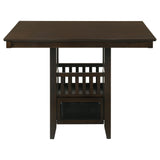 Jaden 47" Square Counter Height Dining Table & Set - Espresso with Wine Storage Base & Leatherette Chairs – view 6