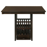 Jaden 47" Square Counter Height Dining Table & Set - Espresso with Wine Storage Base & Leatherette Chairs – view 7