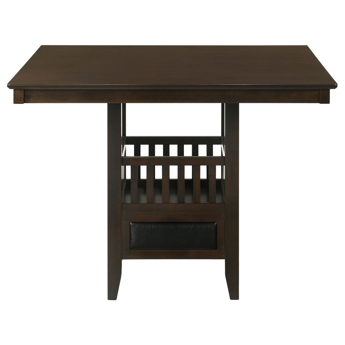 Jaden 47" Square Counter Height Dining Table & Set - Espresso with Wine Storage Base & Leatherette Chairs – view 8